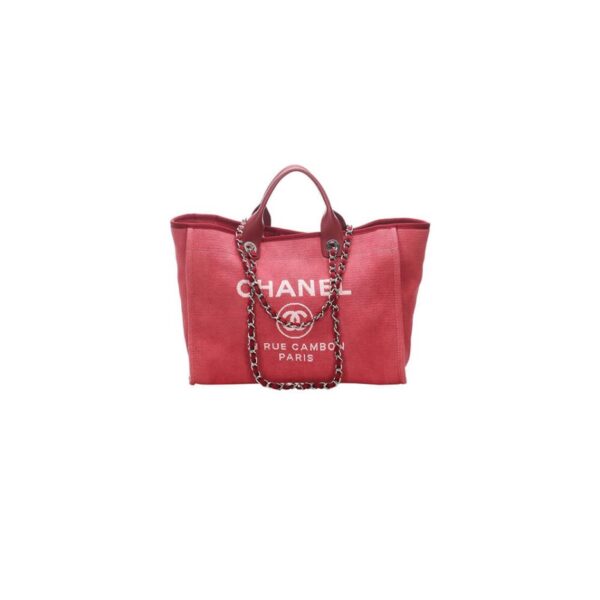 CHANEL Woven Straw Raffia Striped Medium Deauville Tote