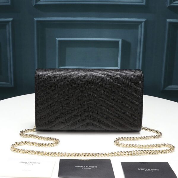 Saint Laurent Chain-strap YSL-plaque grained-leather wallet - Image 3