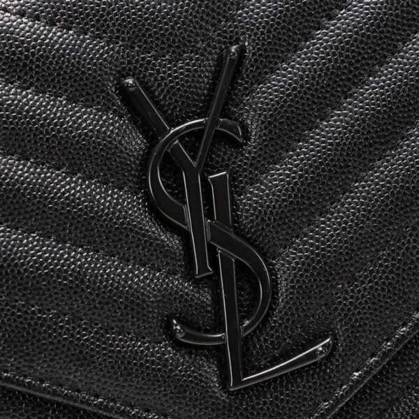 Saint Laurent Chain-strap YSL-plaque grained-leather wallet - Image 5