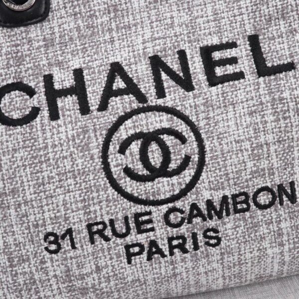 CHANEL Woven Straw Raffia Striped Medium Deauville Tote - Image 6
