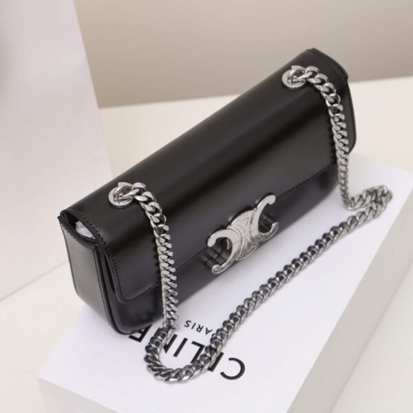 CELINE CLAUDE shiny cowhide leather chain shoulder bag - Image 6