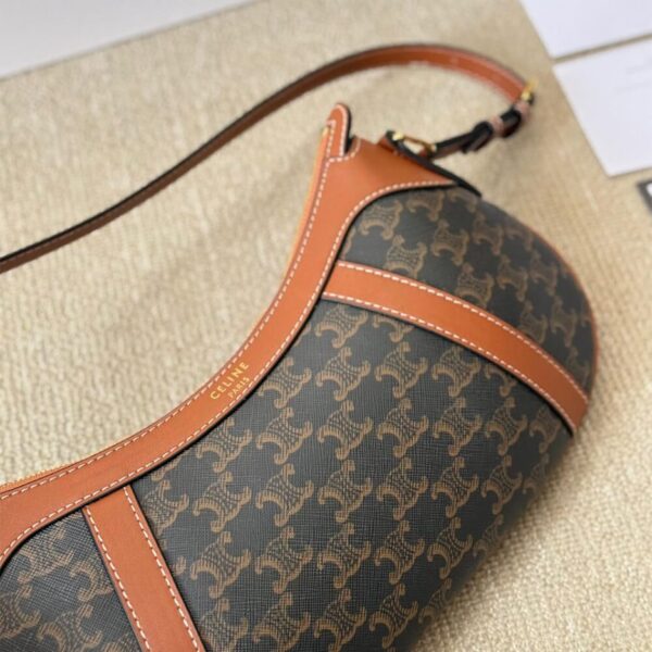 CELINE STRIPED LOGO PRINTED COW LEATHER HOBO BAG - Image 6