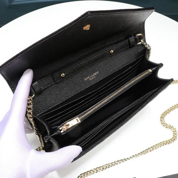 Saint Laurent Chain-strap YSL-plaque grained-leather wallet - Image 8